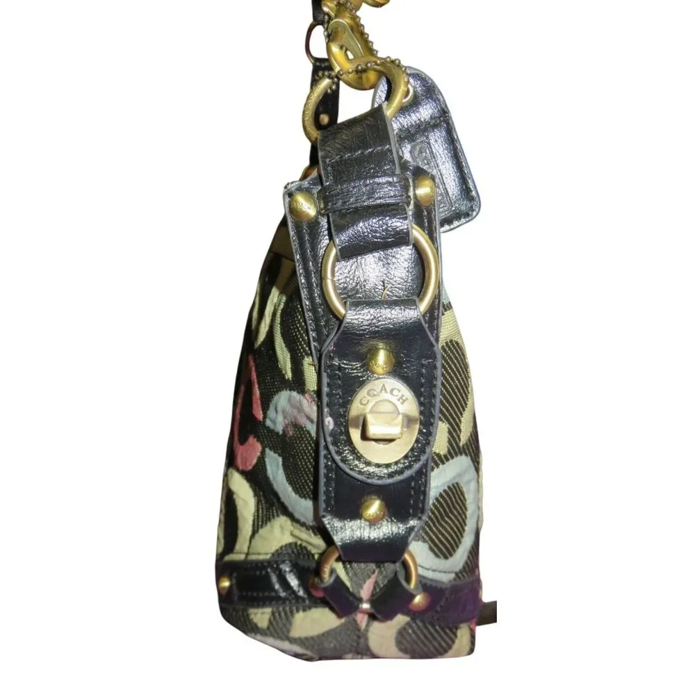 Coach Vintage Carly Multicolor Signature Monogram Canvas & Leather Hobo Bag
